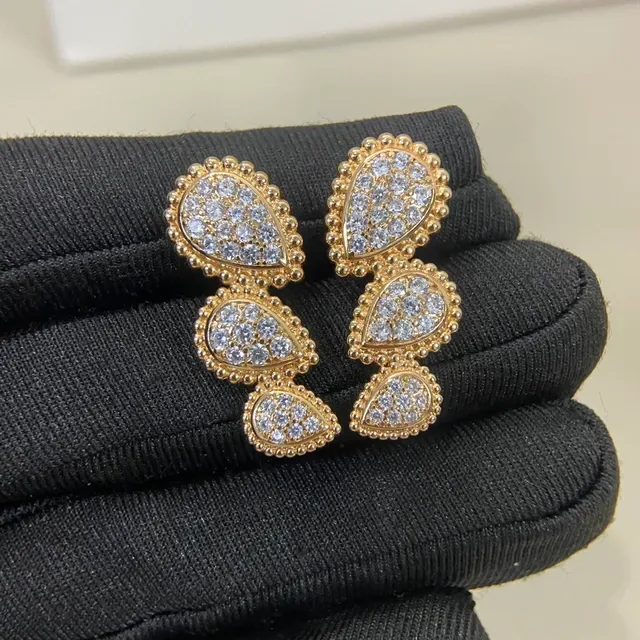Boucheron Teardrop Pavé Crystal Gold and Silver Earrings 3