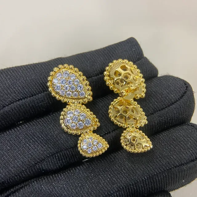 Boucheron Teardrop Pavé Crystal Gold and Silver Earrings 5