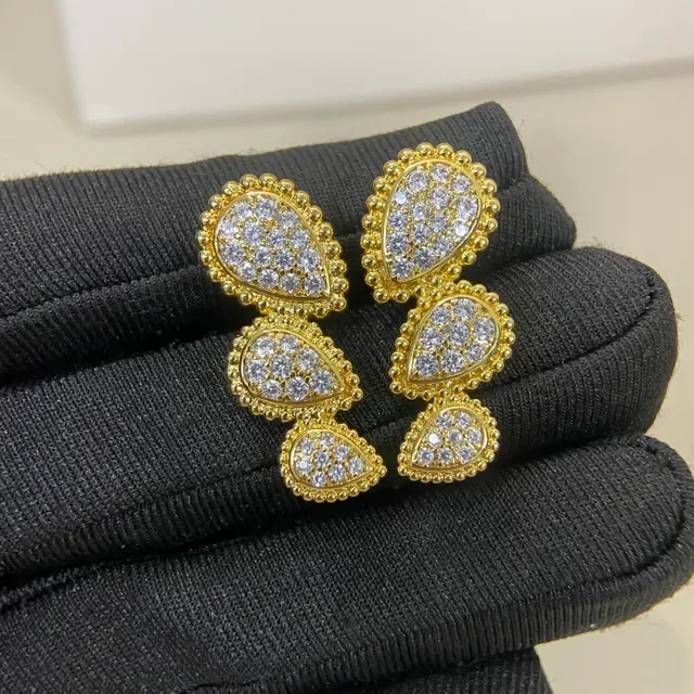 Boucheron Teardrop Pavé Crystal Gold and Silver Earrings 6