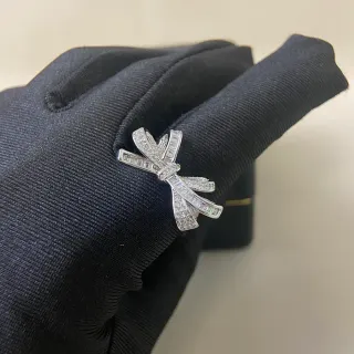 Bow-Shaped Baguette and Pavé Stone Ring