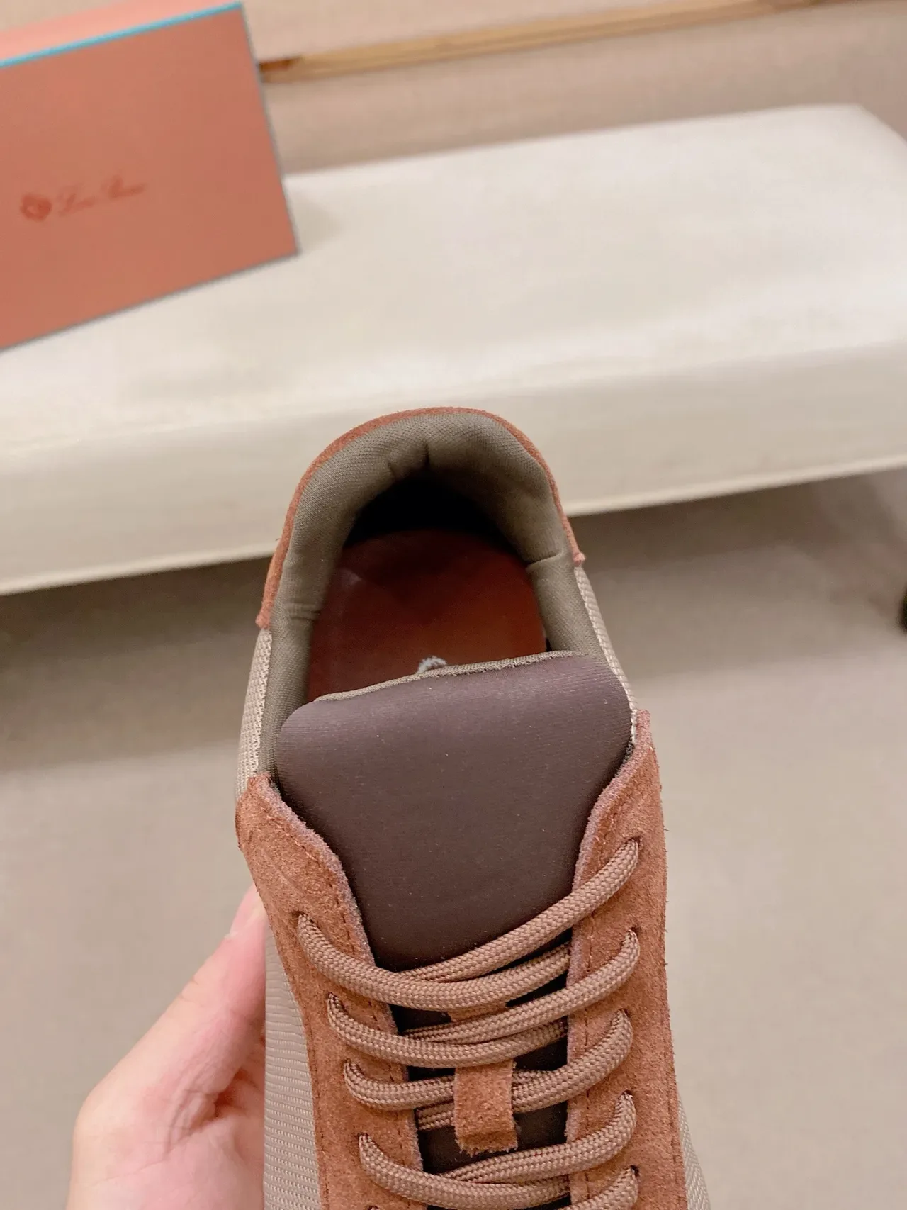 Brown and Beige Mesh-Suede Low-Top Lifestyle Sneaker 3