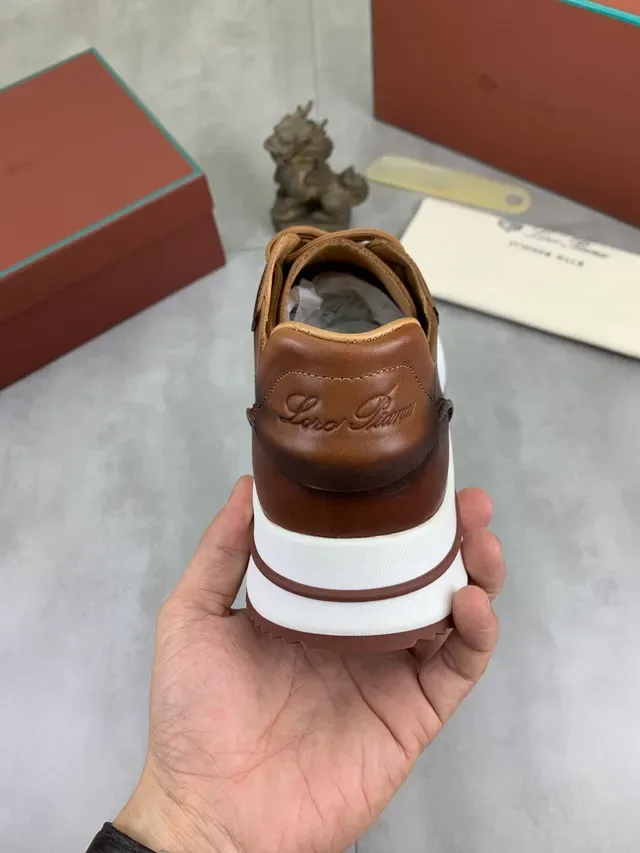 Brown Beige Leather Lace-Up Casual Shoes 3
