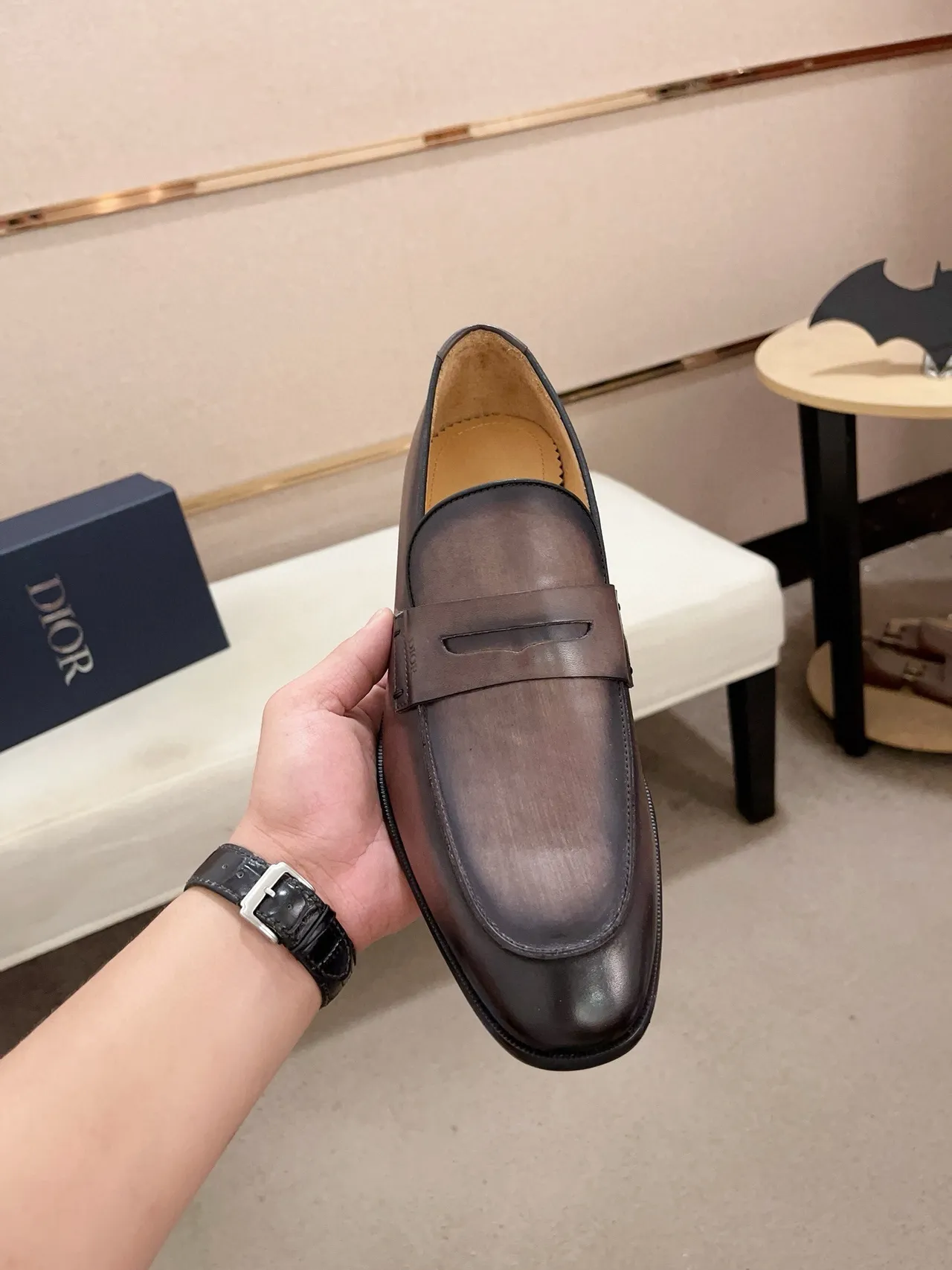 Brown Black Penny Moccasin-Stitched Vamp Loafer 5