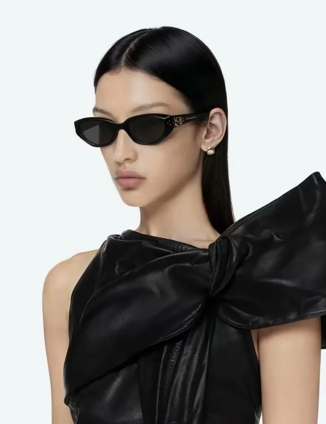 Brown Black Translucent Acetate Cat-Eye Silhouette Sunglasses 5