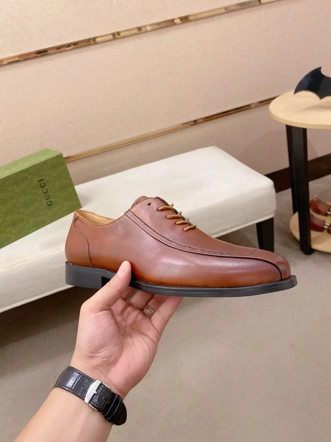 Brown Cap-Toe Leather Oxford Shoe 4