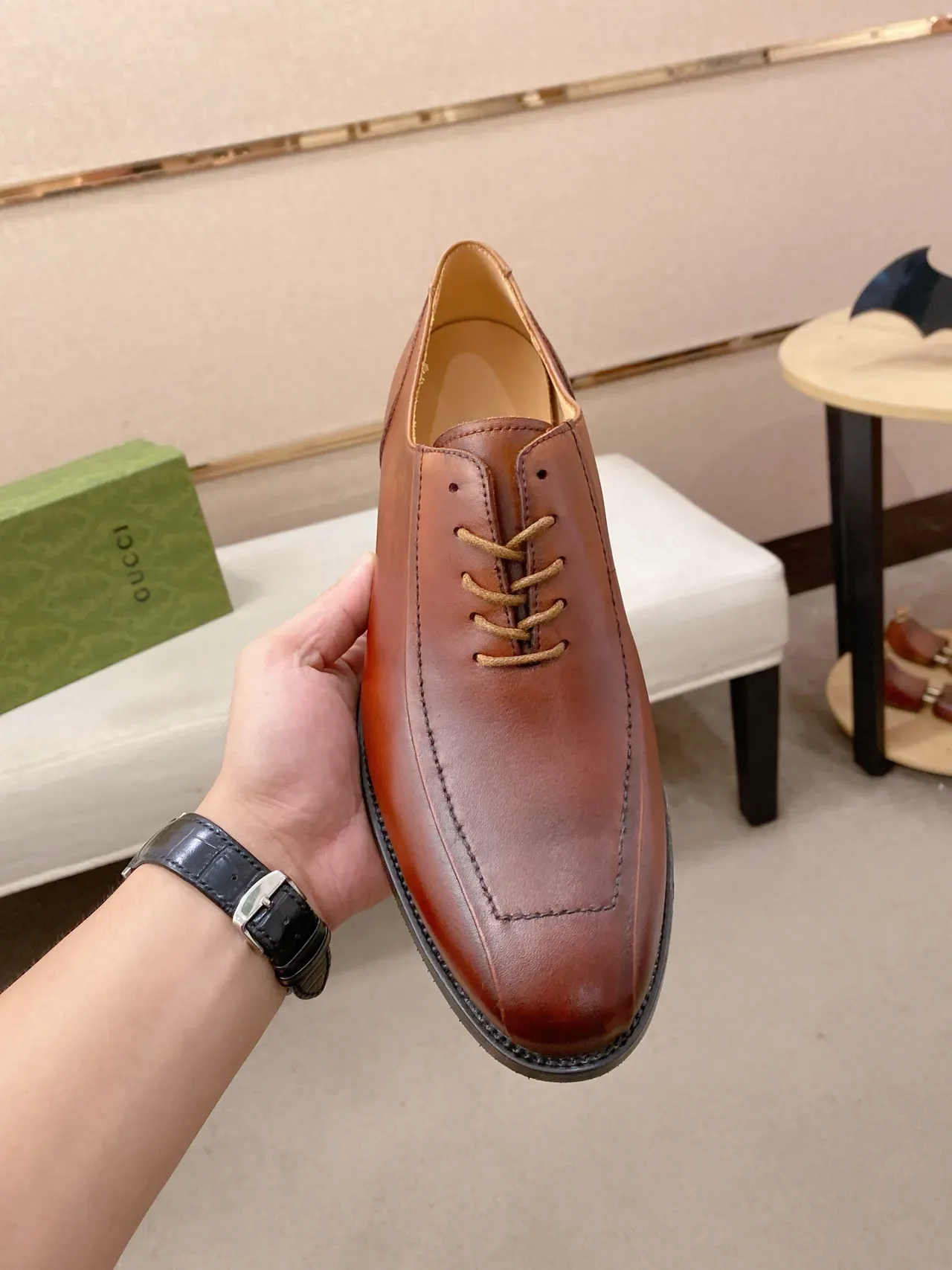 Brown Cap-Toe Leather Oxford Shoe 5