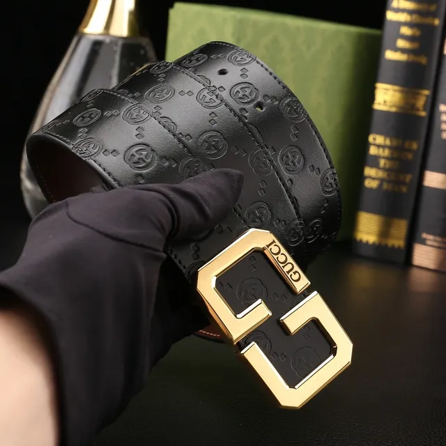 Brown Gold Pebbled Texture Rectangular Buckle Leather Belt 9