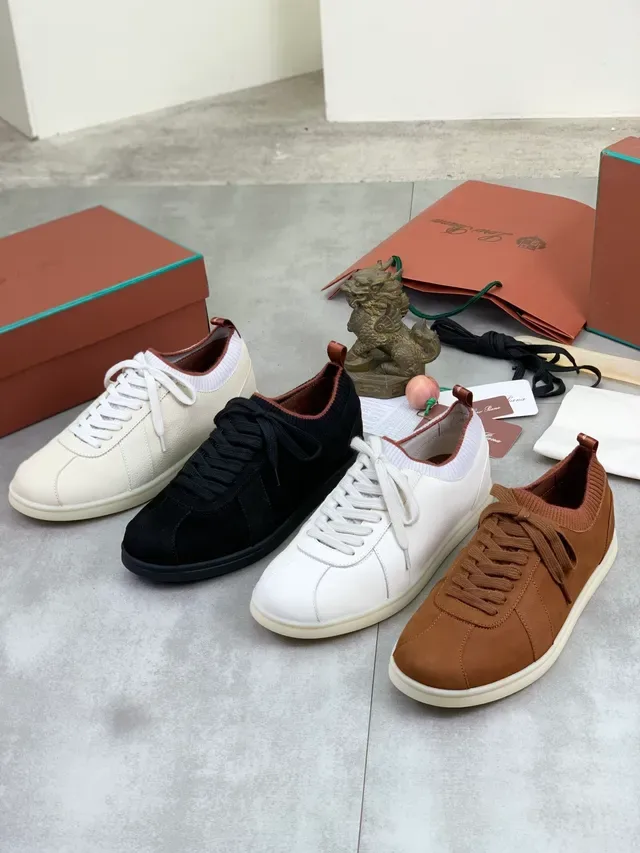 Brown Leather and Knit Collar Low-Top Sneaker 3