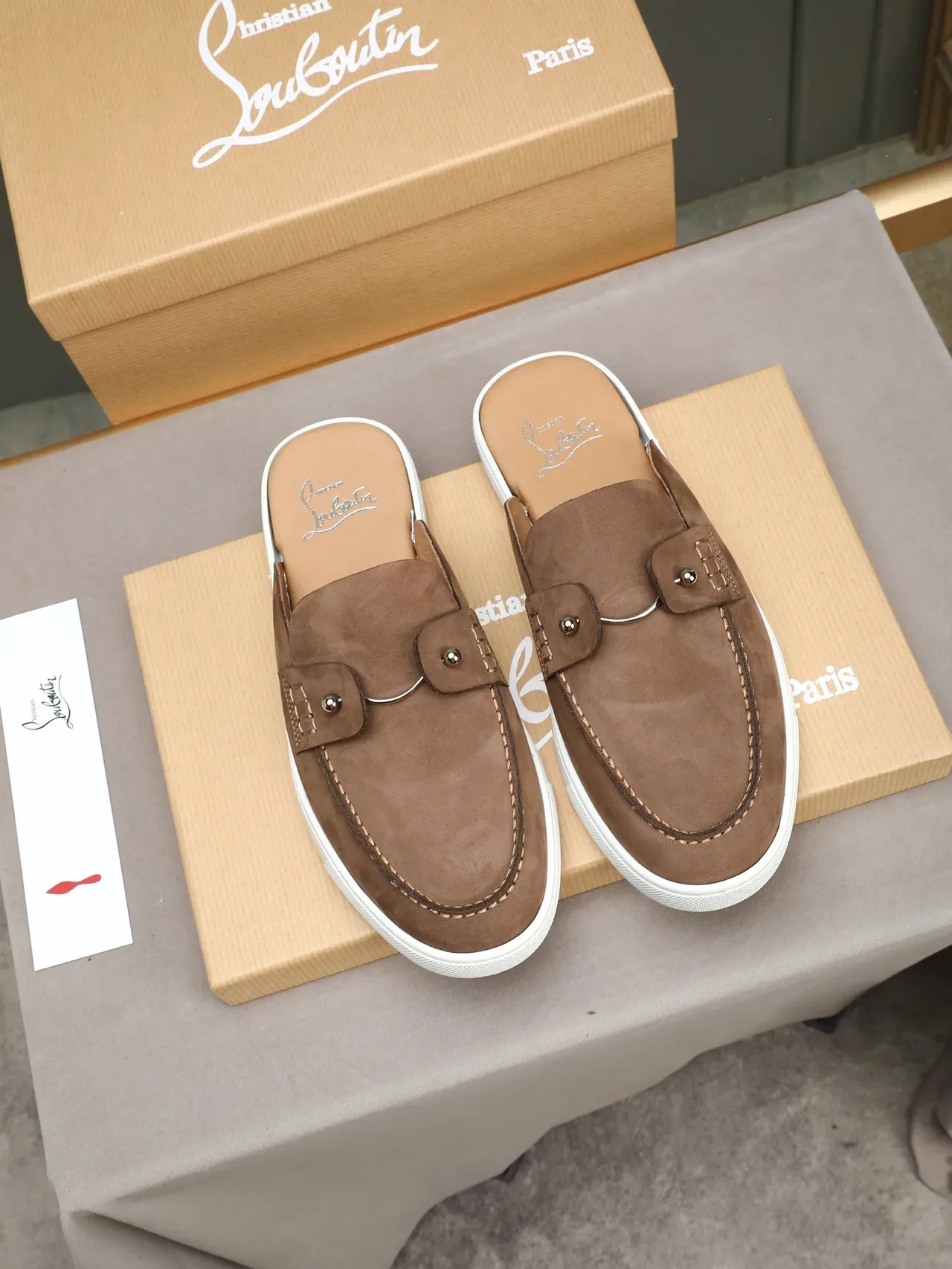 Brown Suede Backless Loafer-Style Mule Casual Shoe 2
