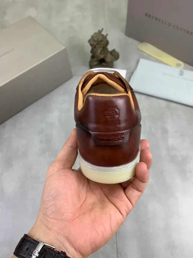 Brown White Leather Upper Laces Casual Shoes 3