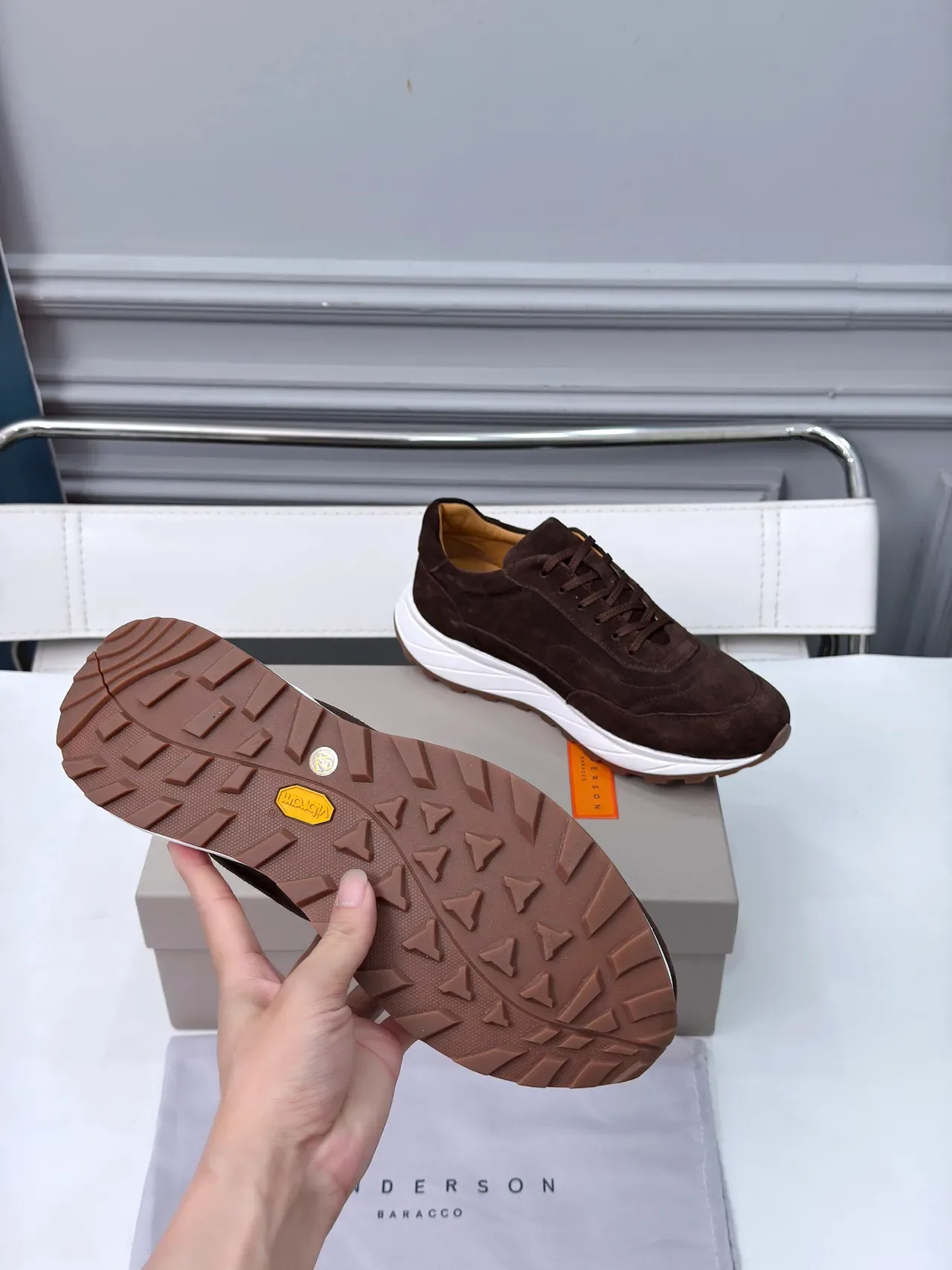 Brown White Suede Upper Layered Midsole Sneakers 2