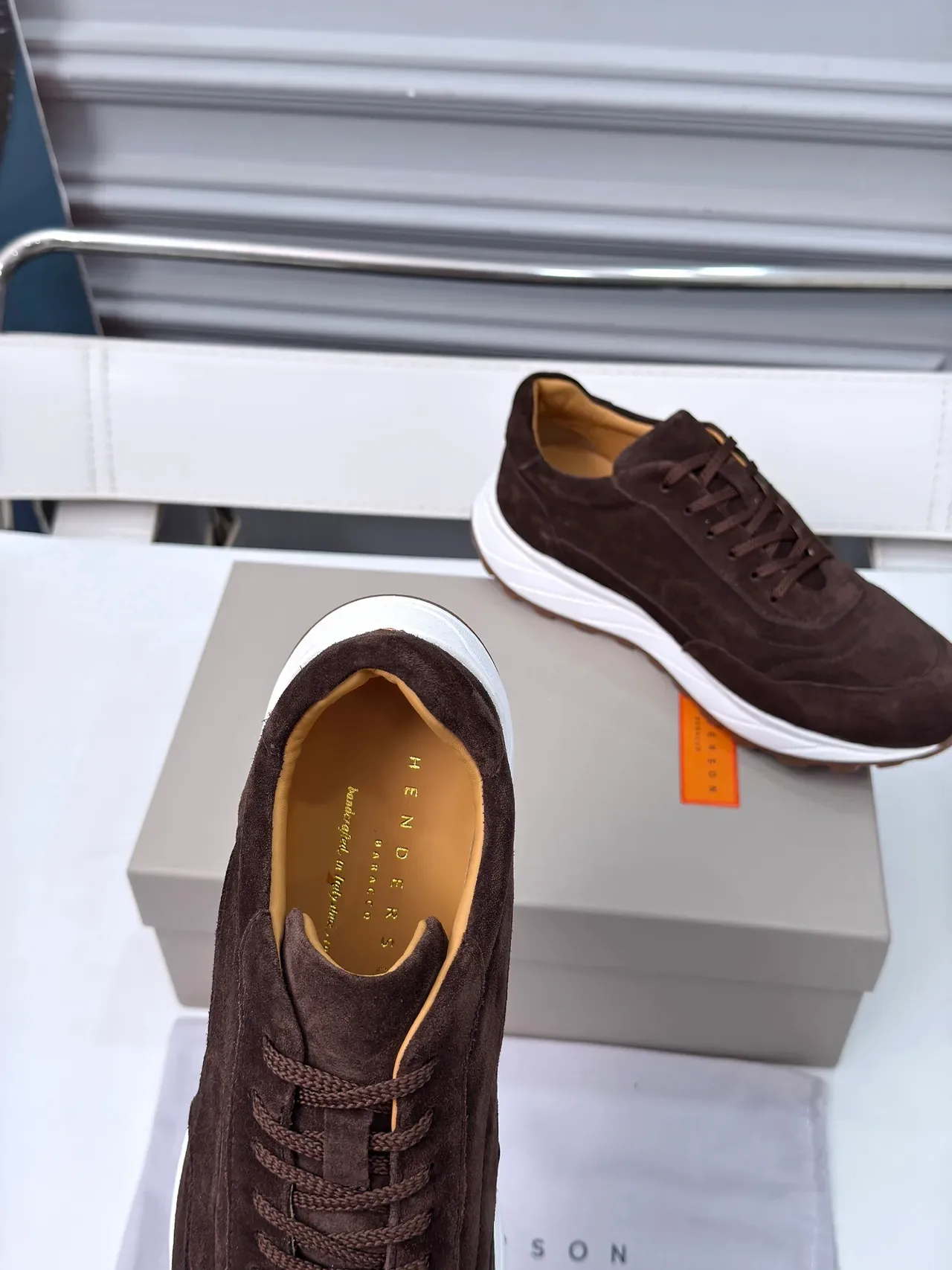 Brown White Suede Upper Layered Midsole Sneakers 3