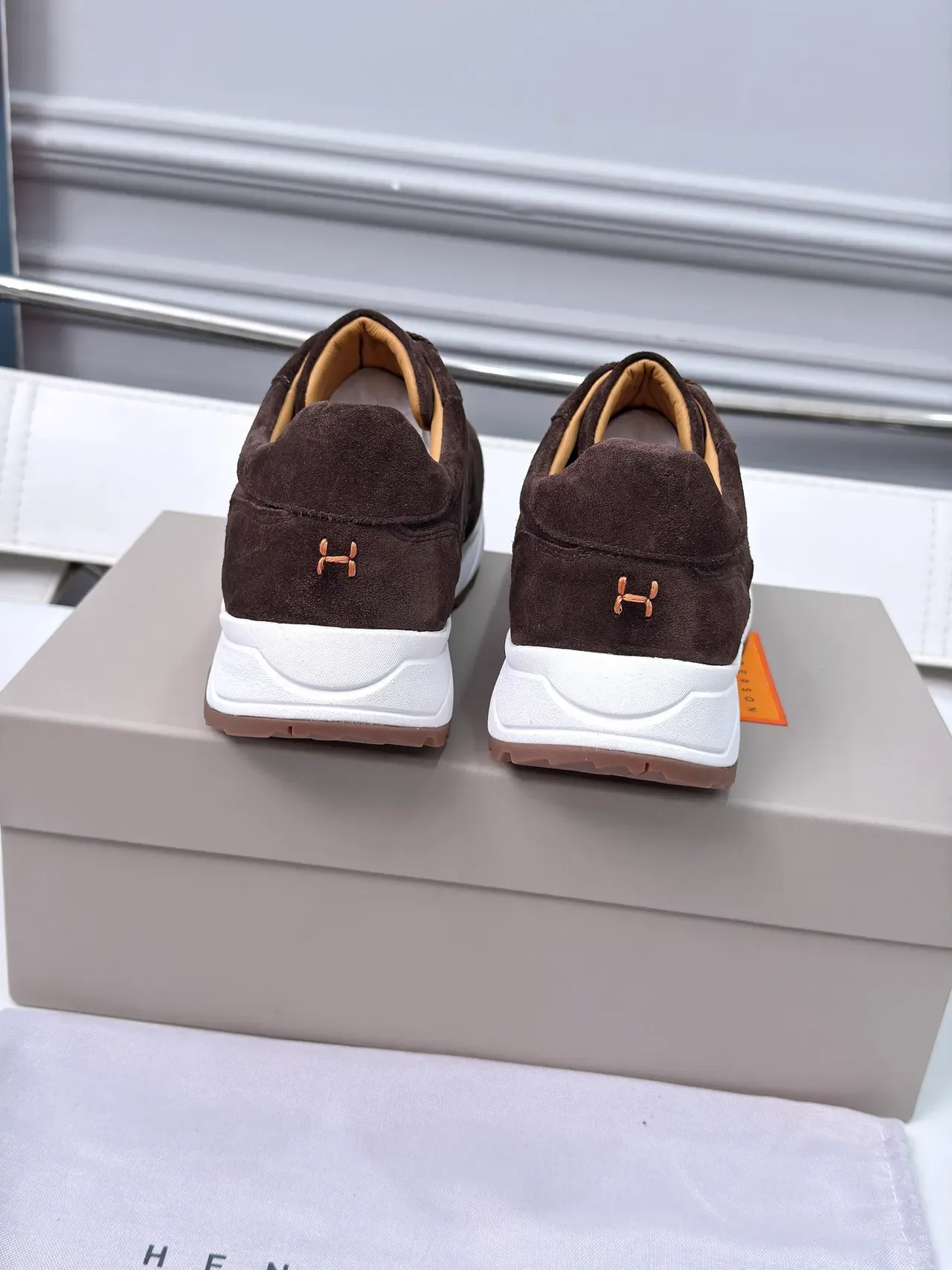 Brown White Suede Upper Layered Midsole Sneakers 4