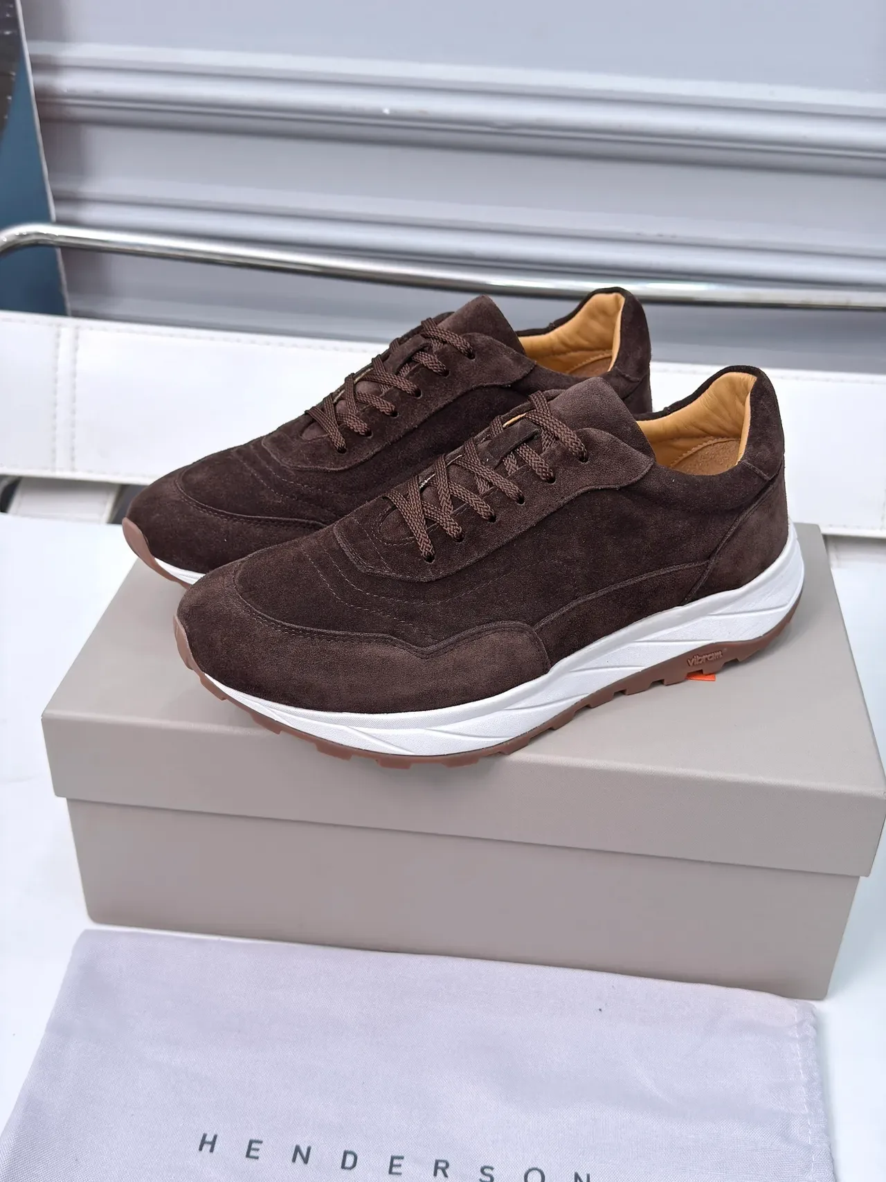 Brown White Suede Upper Layered Midsole Sneakers 5