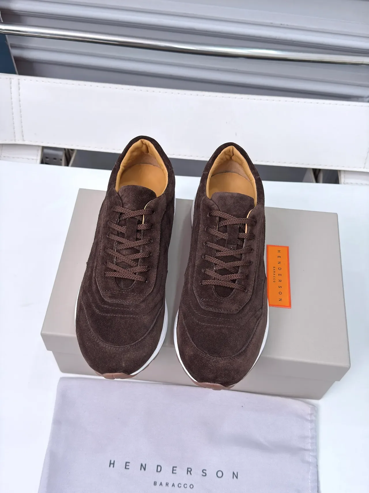 Brown White Suede Upper Layered Midsole Sneakers 6