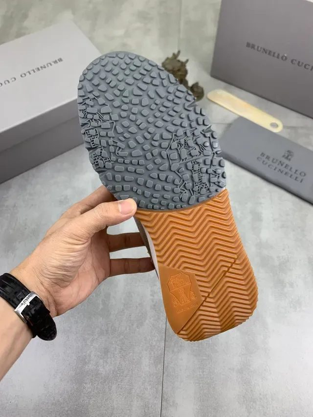 Brunello Cucinelli Beige and Brown Suede Mesh Sneaker 2