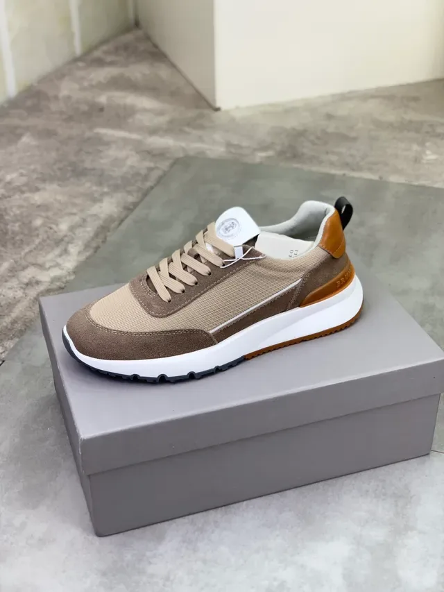 Brunello Cucinelli Beige and Brown Suede Mesh Sneaker 4