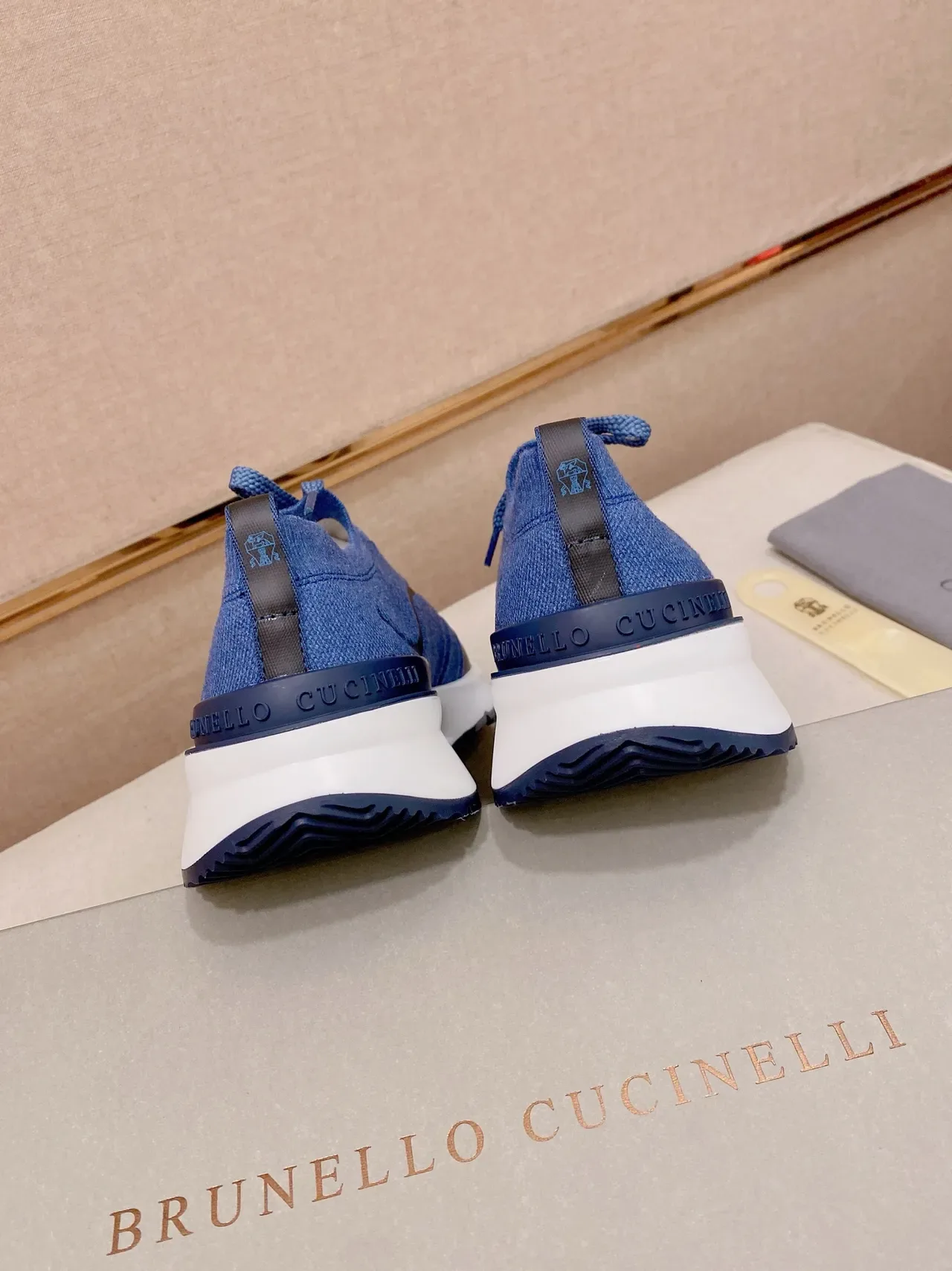 Brunello Cucinelli Blue Knit Sock-Fit Lifestyle Sneaker 3