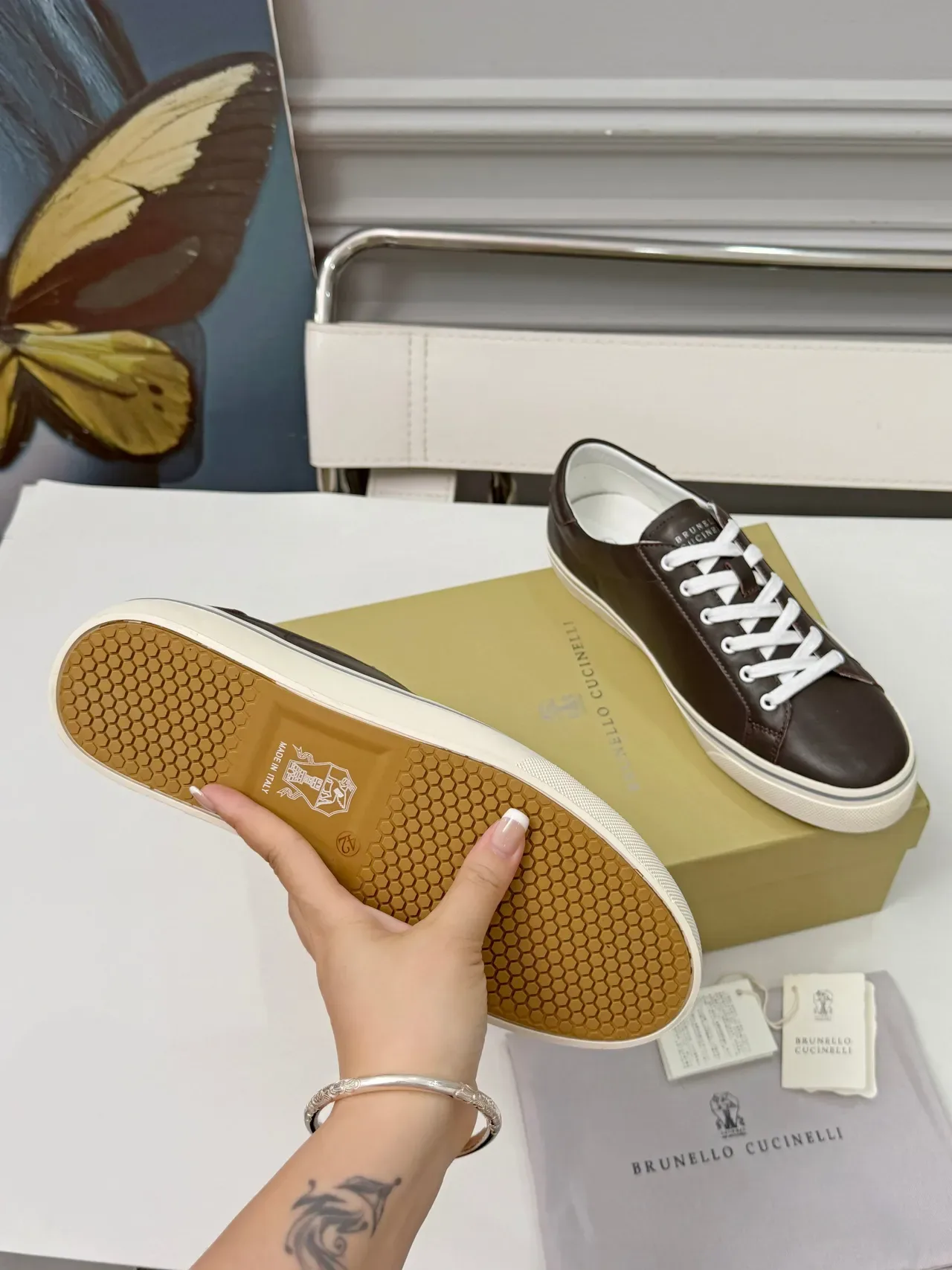 Brunello Cucinelli Brown Leather Low-Top Lifestyle Sneakers 2