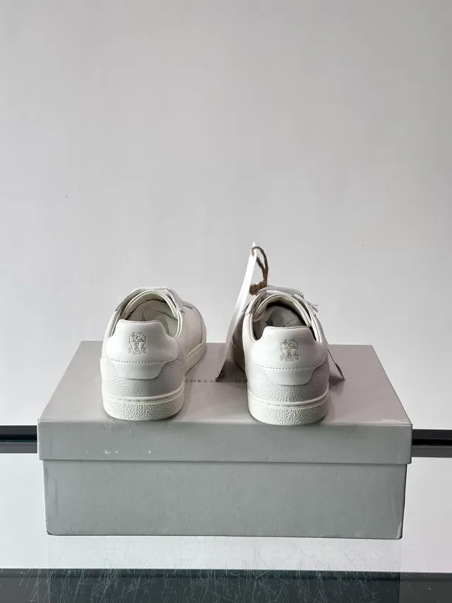 Brunello Cucinelli Off-White Pebbled Leather Lifestyle Sneakers 3