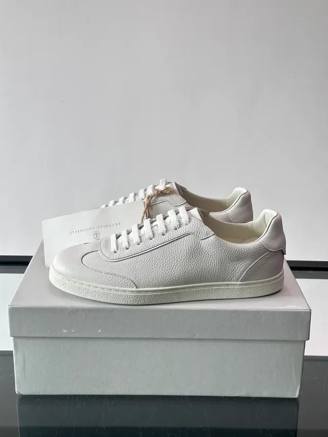 Brunello Cucinelli Off-White Pebbled Leather Lifestyle Sneakers 5