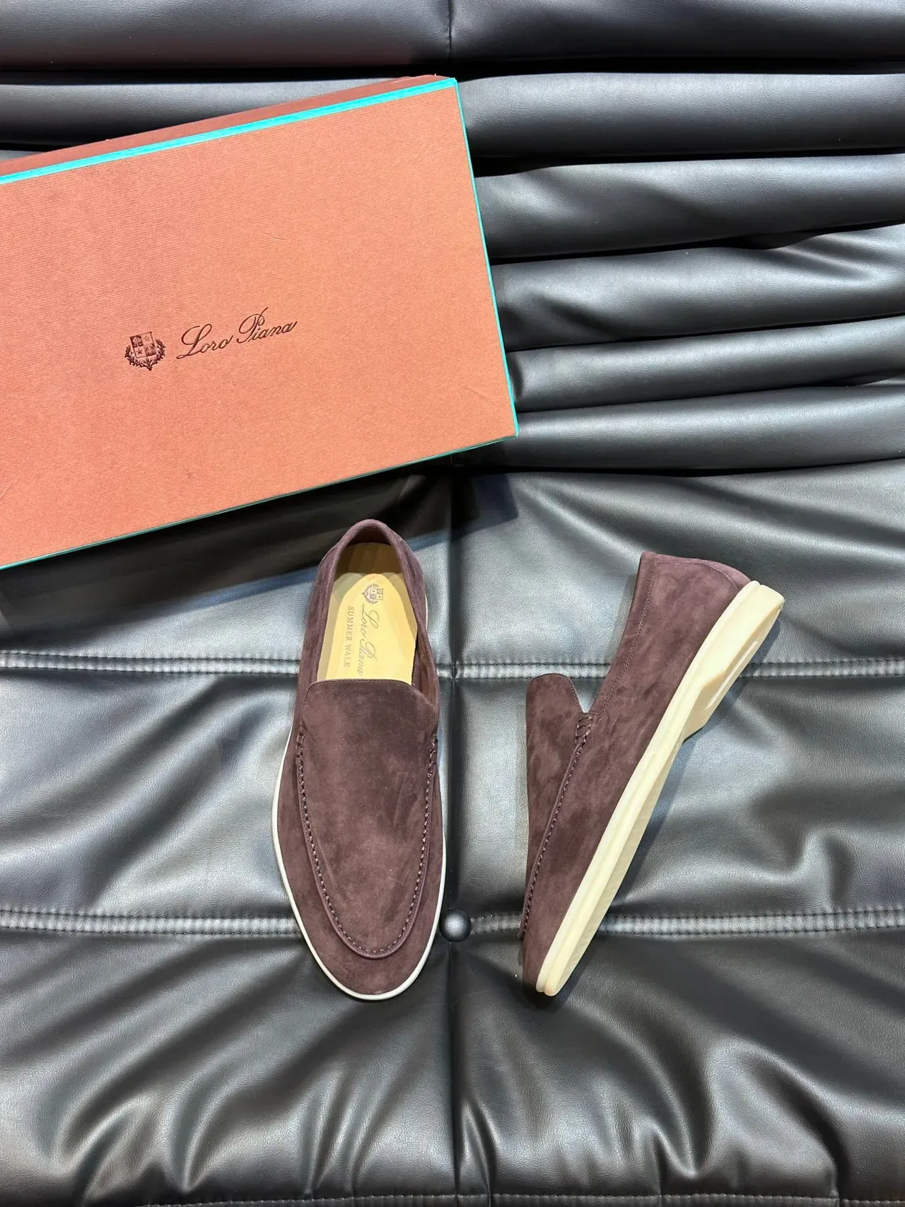 Burgundy Beige Suede Upper Moccasin-Stitched Vamp Loafer 3