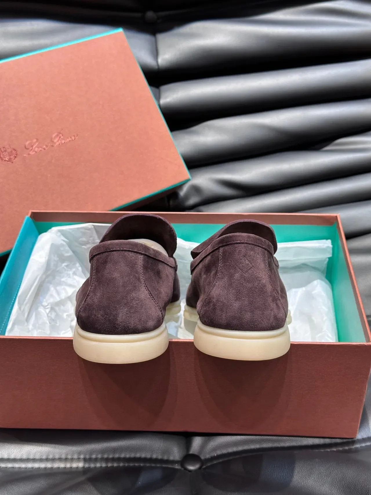 Burgundy Beige Suede Upper Moccasin-Stitched Vamp Loafer 6