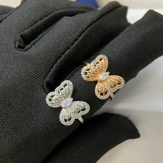 Butterfly Motif Pavé-Set Marquise-Cut Ring