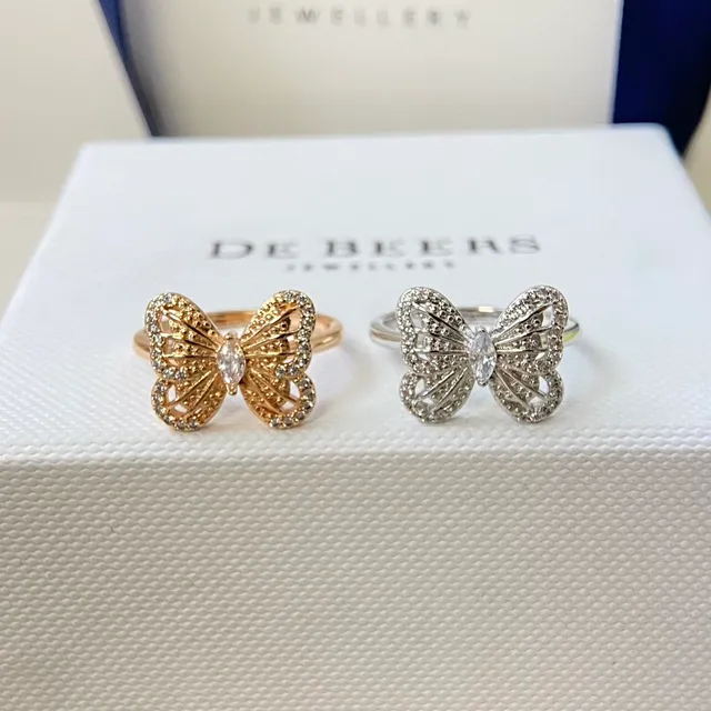 Butterfly Motif Pavé-Set Marquise-Cut Ring 7