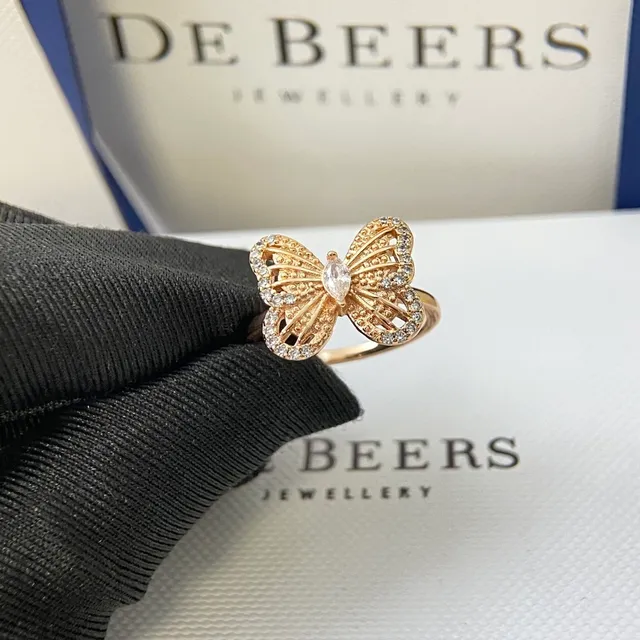 Butterfly Motif Pavé-Set Marquise-Cut Ring 9