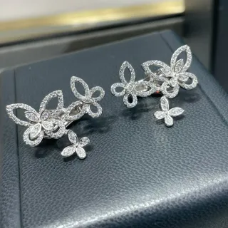 Butterfly Motif Pavé-Set Openwork Earrings
