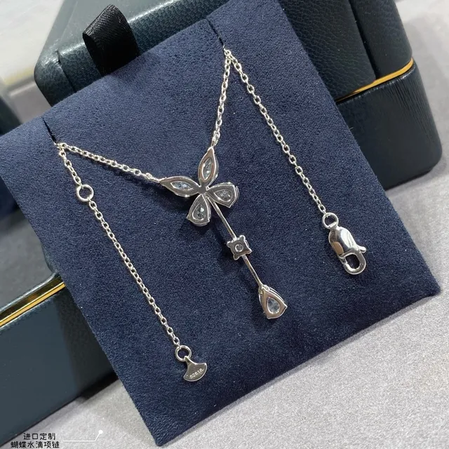 Papillon Goutte d'eau Collier Argent Transparent Motif Marquise Et Pear-Cut Pierres Collier 6