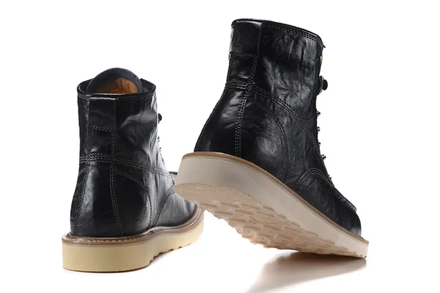 CAT Brown Beige Moc-Toe Double-Stitched Leather Work Boots 2