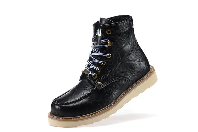 CAT Brown Beige Moc-Toe Double-Stitched Leather Work Boots 3