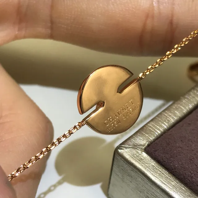 CHAUMET Liens Gold Silver Delicate Chain-Link Circular Disc Pendant Bracelet 3
