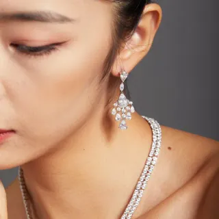 Clear Stone Chandelier Multi-Tier Drop Earrings