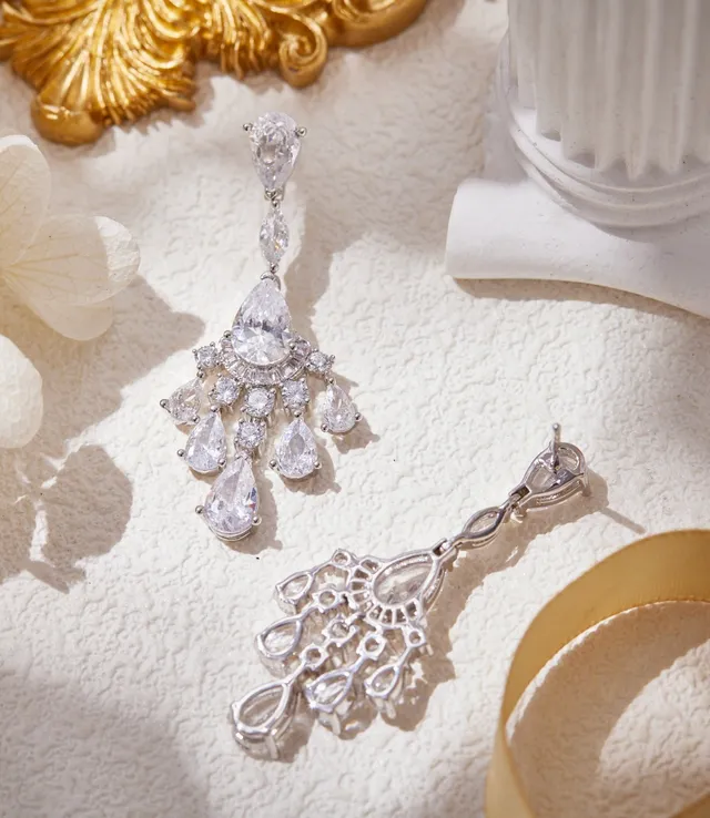 Clear Stone Chandelier Multi-Tier Drop Earrings 6