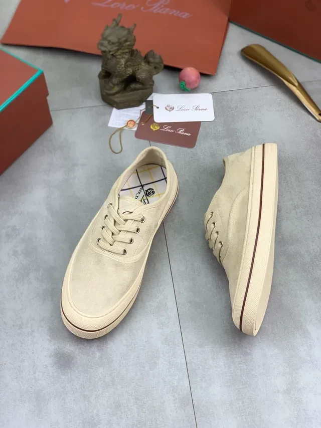 Cream Suede Low-Top Lace-Up Casual Shoe 5