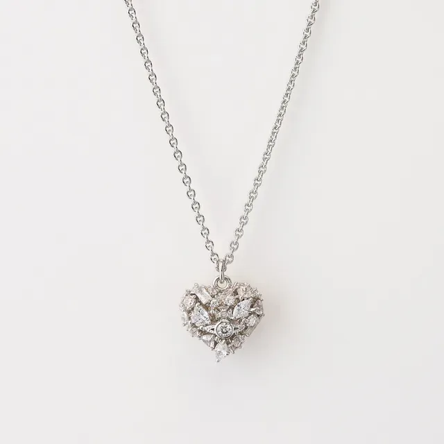 Crystal-Encrusted Heart Pendant Necklace 4