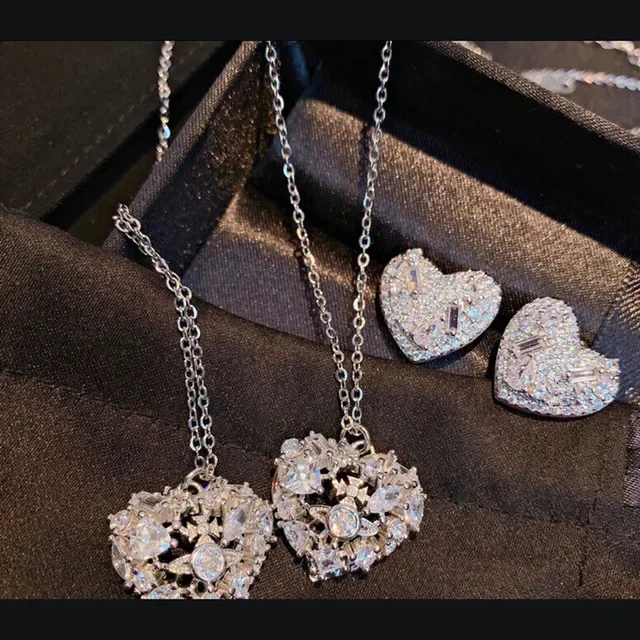 Crystal-Encrusted Heart Pendant Necklace 6