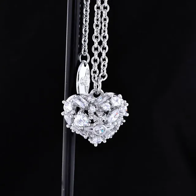 Crystal-Encrusted Heart Pendant Necklace 7