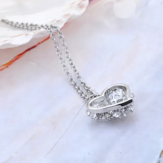 Crystal-Encrusted Heart Pendant Necklace 8