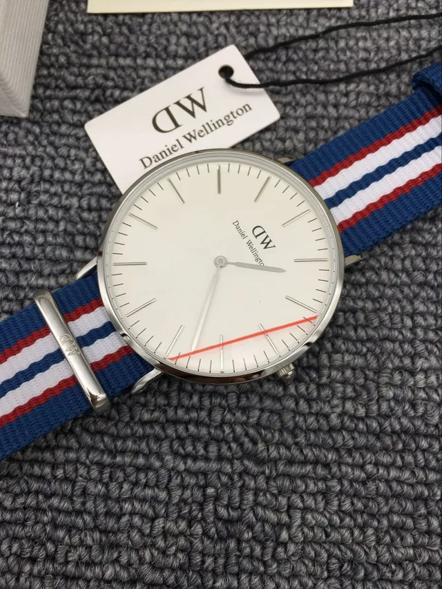 Daniel Wellington Classic Blue Multicolor Minimalist Dial NATO Strap Quartz Watch 1