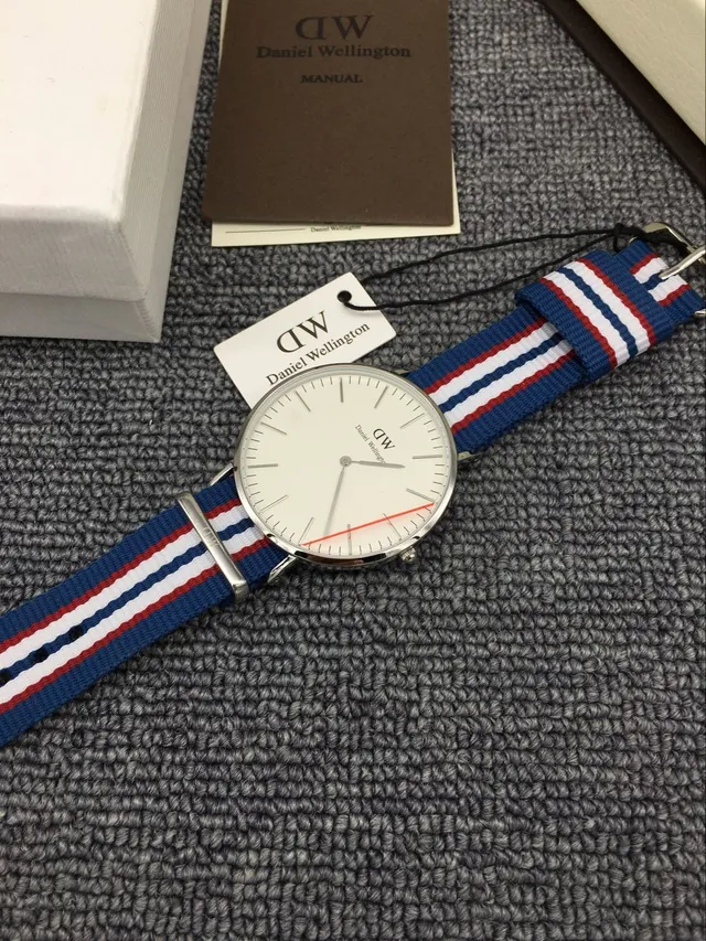 Daniel Wellington Classic Blue Multicolor Minimalist Dial NATO Strap Quartz Watch 2