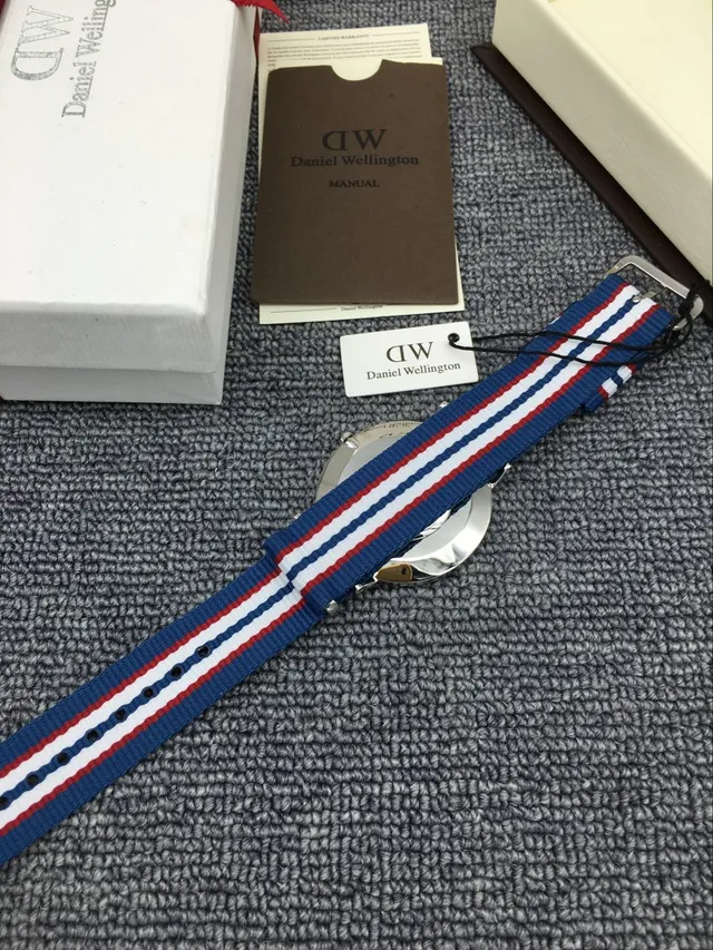 Daniel Wellington Classic Blue Multicolor Minimalist Dial NATO Strap Quartz Watch 6