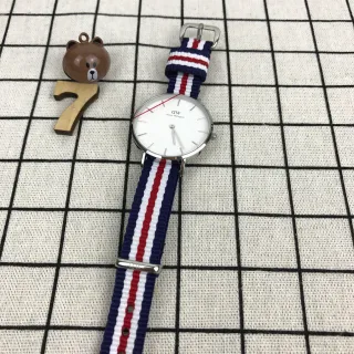 Daniel Wellington Classic Minimalist White Dial Navy Red White NATO Strap Quartz Watch