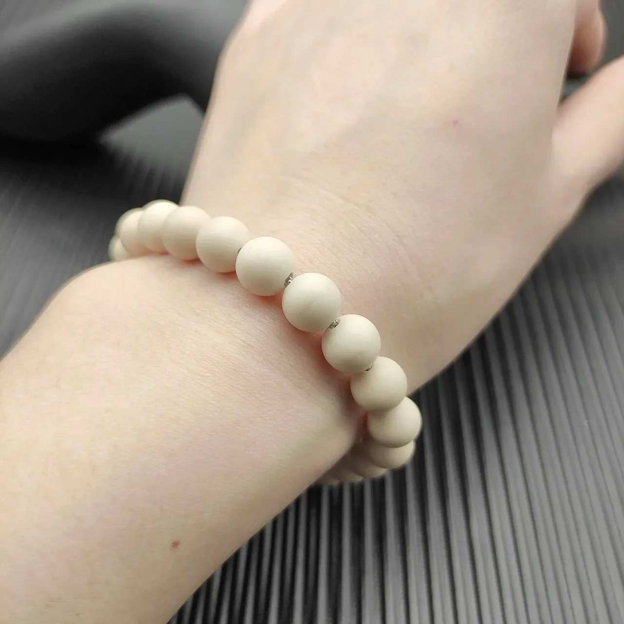 David Yurman Beige Silver Beaded Clasp Bracelet 6