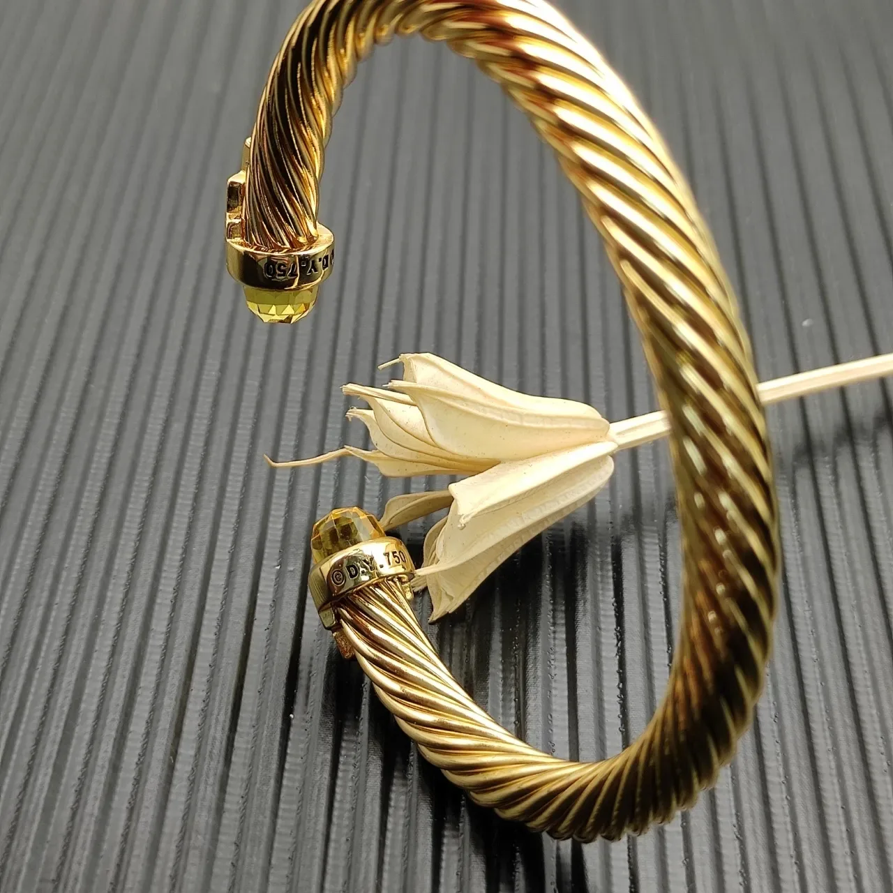 David Yurman Cable Classic Gold Yellow Twisted Faceted Citrine Terminals Bracelet 5