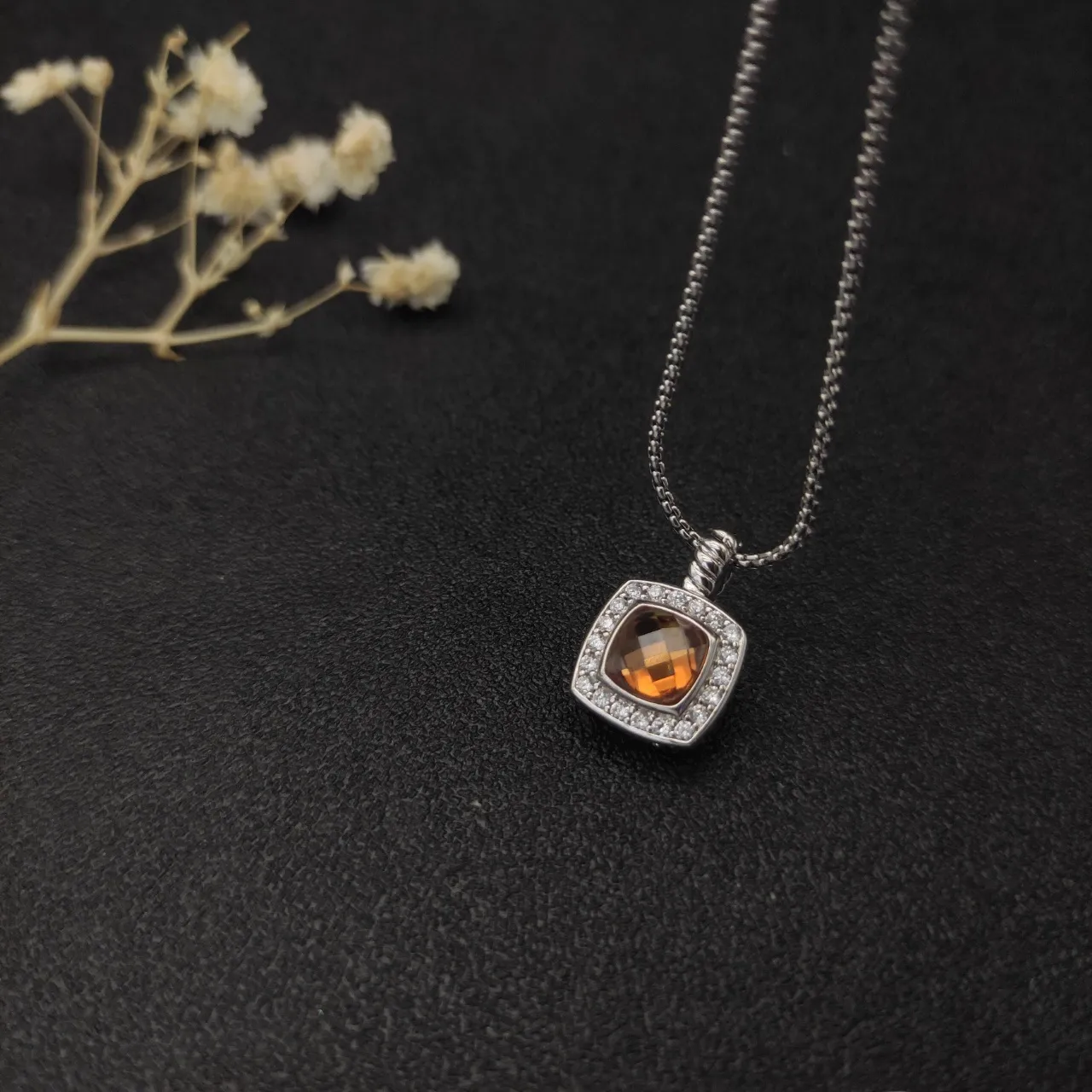David Yurman Cable Classics Cushion Citrine Pendant Necklace 5