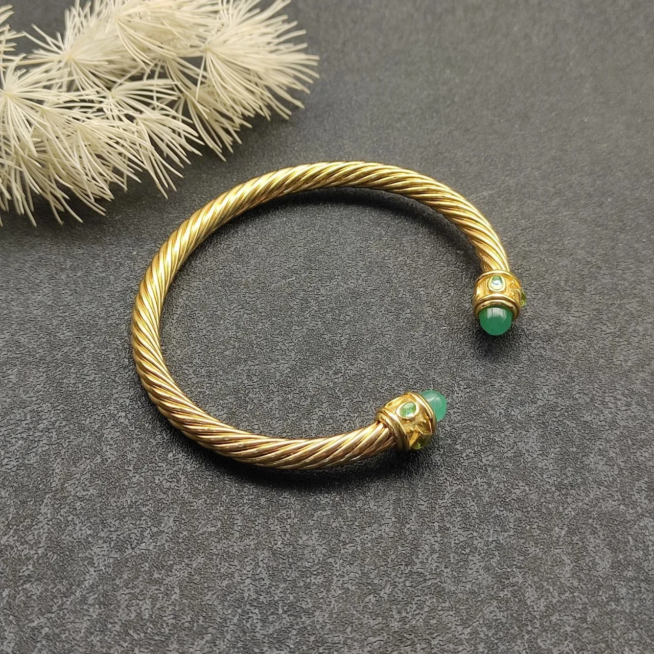 David Yurman Cable Classics Gold Green Twisted Bracelet 3